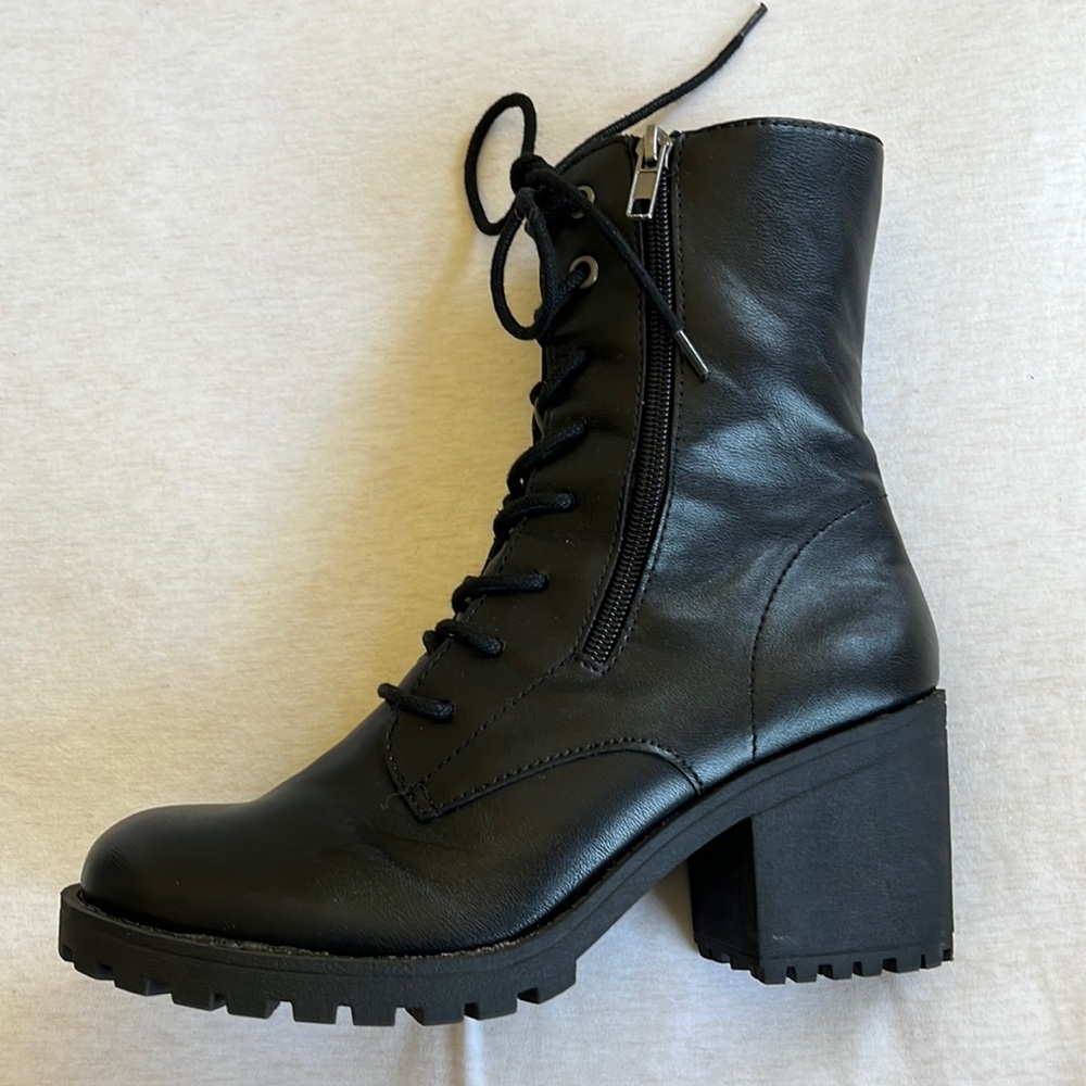 high heel combat boots